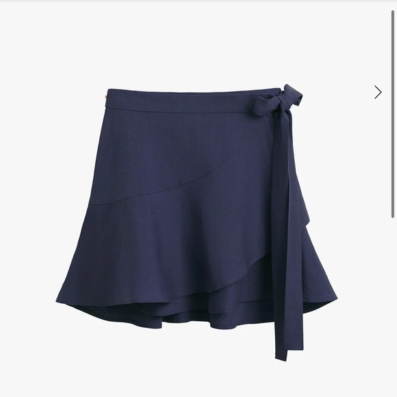 NWOT Cuyana Navy Linen Wrap Mini Skirt- size S premium quality - Picture 2 of 8